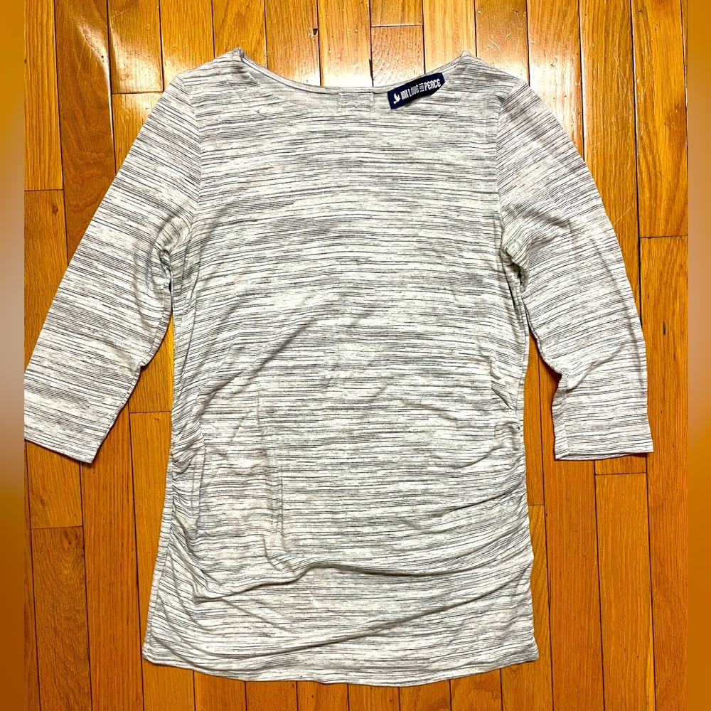 Ink Love and Peace Maternity Long-sleeved Ruched Top